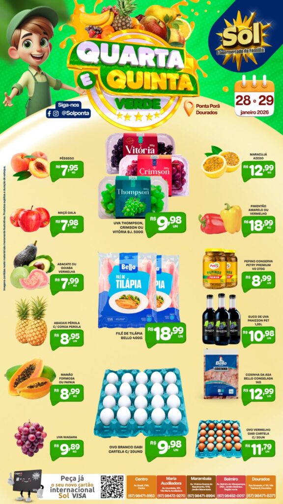 Supermercado Sol e as ofertas da quarta e quinta verde