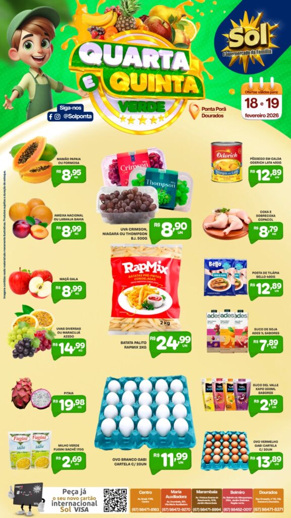 Supermercado Sol e as ofertas da quarta e quinta verde