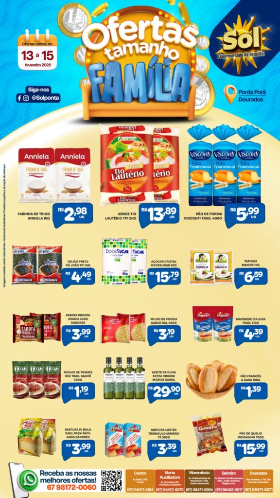 Supermercado Sol e as ofertas tamanho família