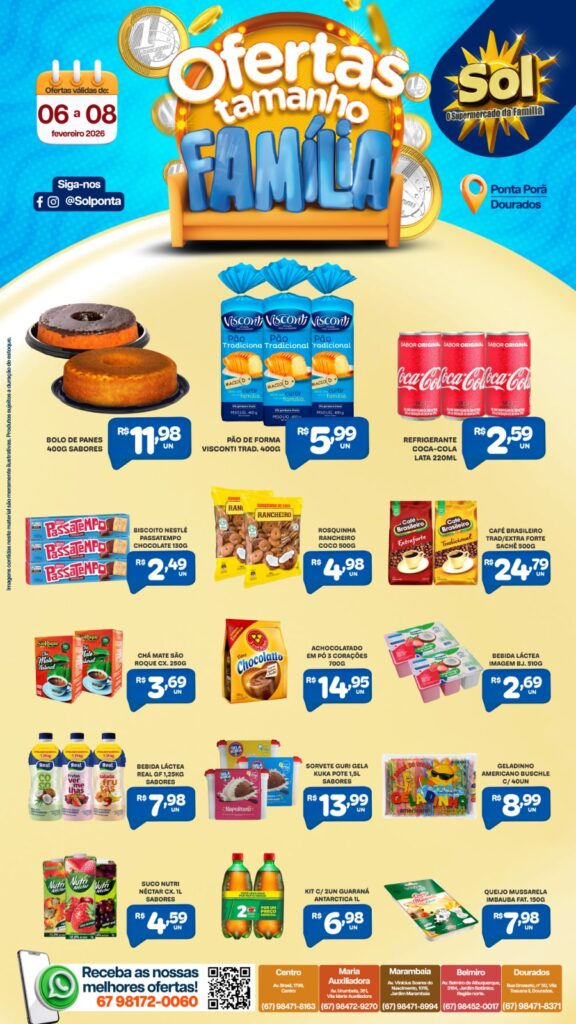 Confira as ofertas Tamanho Família do Supermercado Sol