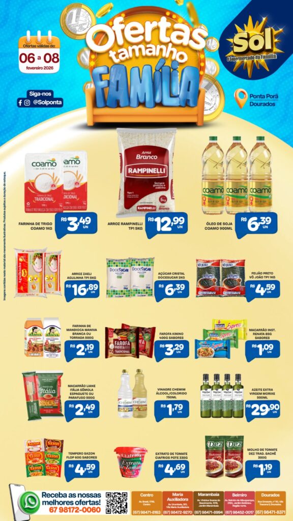 Confira as ofertas Tamanho Família do Supermercado Sol