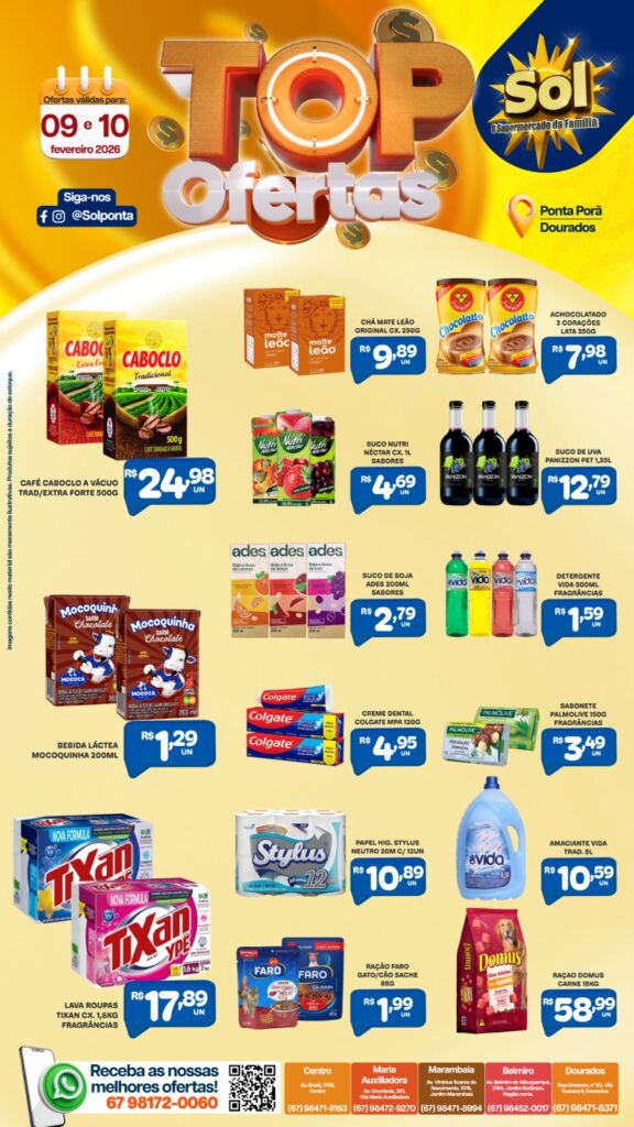 Confira as Top Ofertas do Spermercado Sol