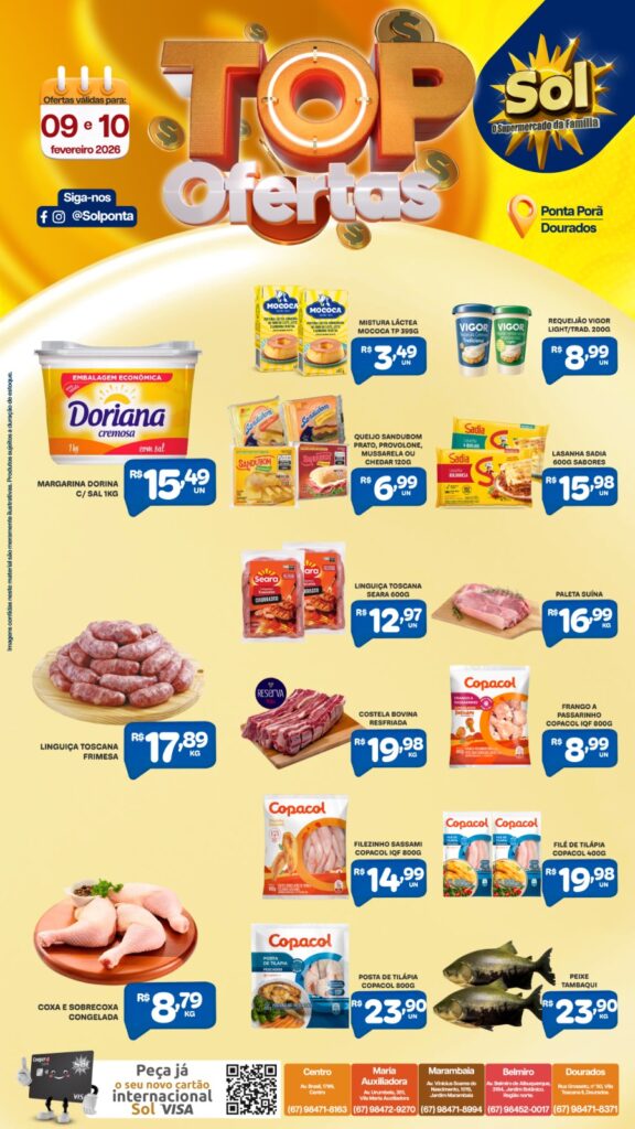 Confira as Top Ofertas do Spermercado Sol
