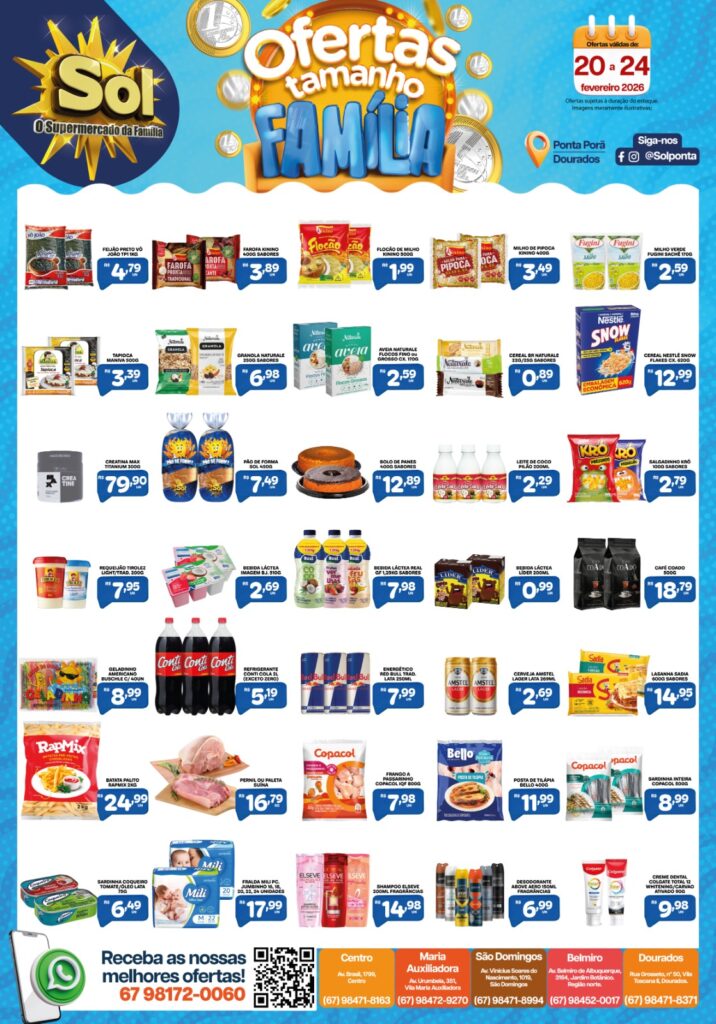 Veja as Ofertas Tamanho Família do Supermercado Sol