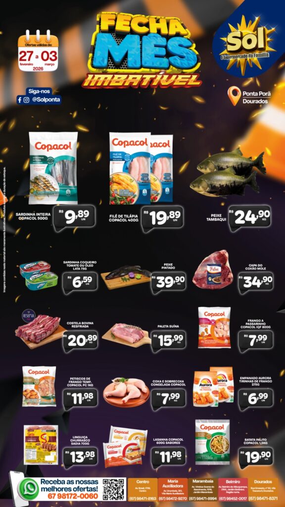 Confira as ofertas Fecha Mês do Supermercado Sol