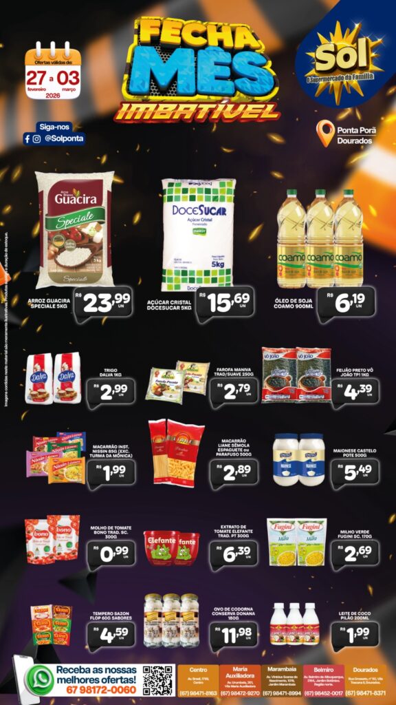 Confira as ofertas Fecha Mês do Supermercado Sol