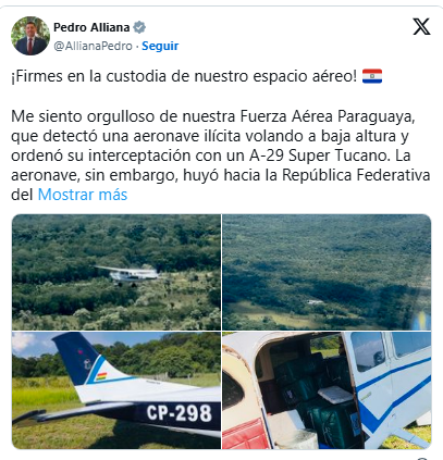 “Firmes en la custodia de nuestro espacio aéreo”, dice Alliana