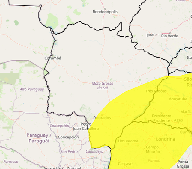 Alerta do Inmet prevê tempestades e ventos fortes em parte de MS