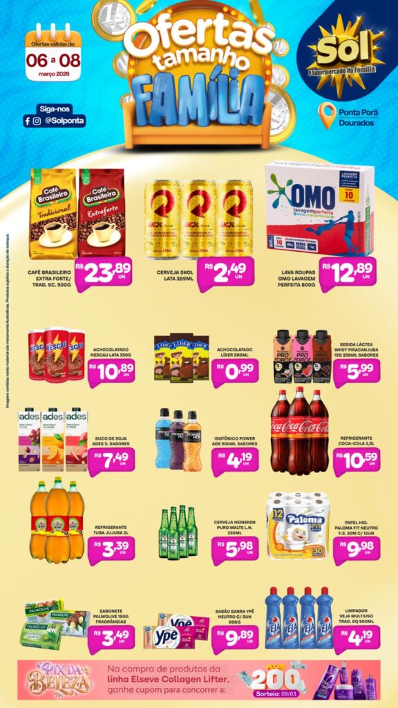 Confira ofertas Tamanho Família do Supermercado Sol