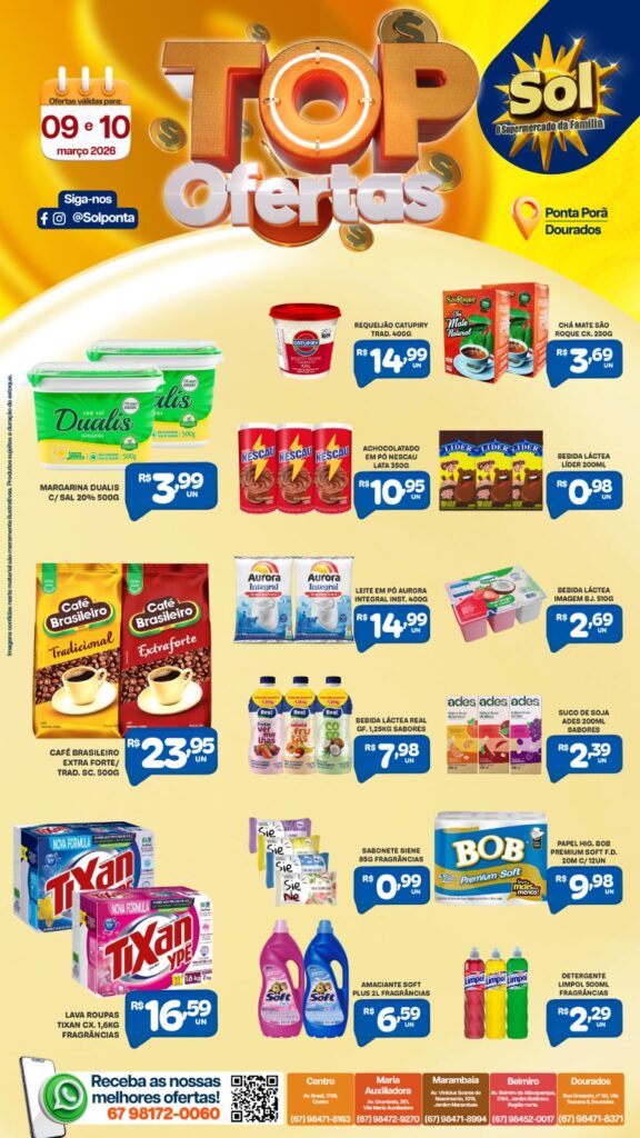 Confira as Top Ofertas do supermercado Sol