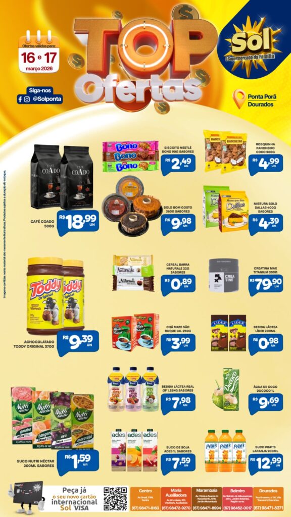 Confira as Top Ofertas do Supermercado Sol