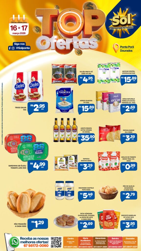Confira as Top Ofertas do Supermercado Sol