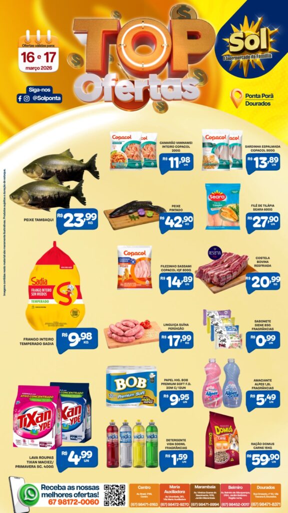 Confira as Top Ofertas do Supermercado Sol