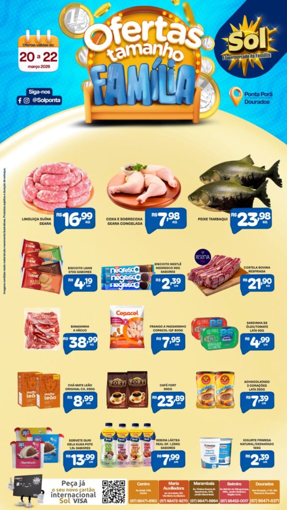 Veja as ofertas Tamanho Família do Supermercado Sol