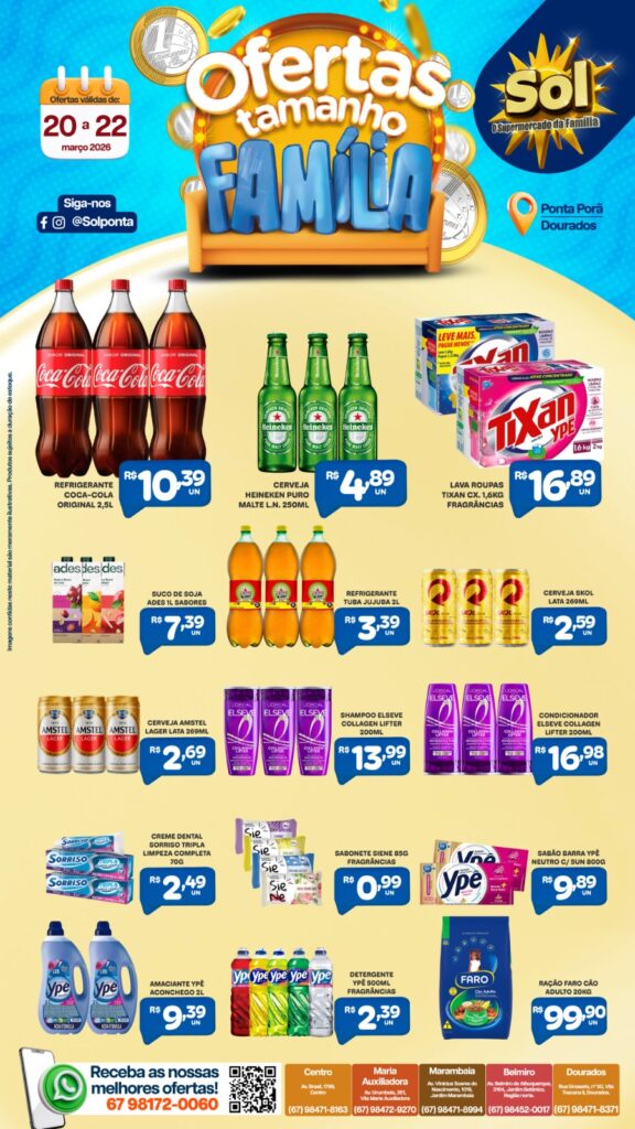 Veja as ofertas Tamanho Família do Supermercado Sol