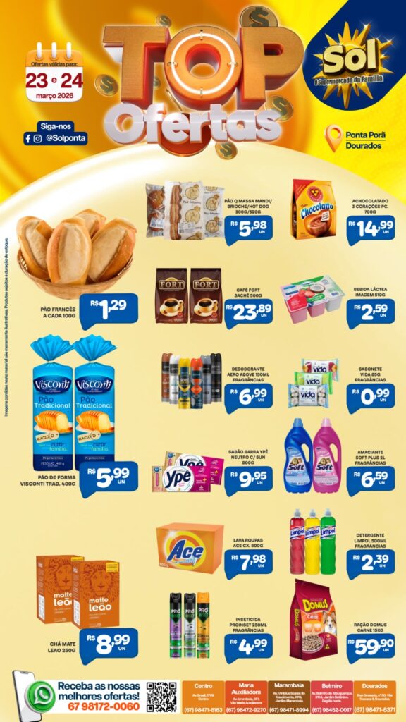 Veja as Top Ofertas do supermercado Sol