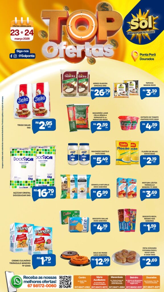 Veja as Top Ofertas do supermercado Sol