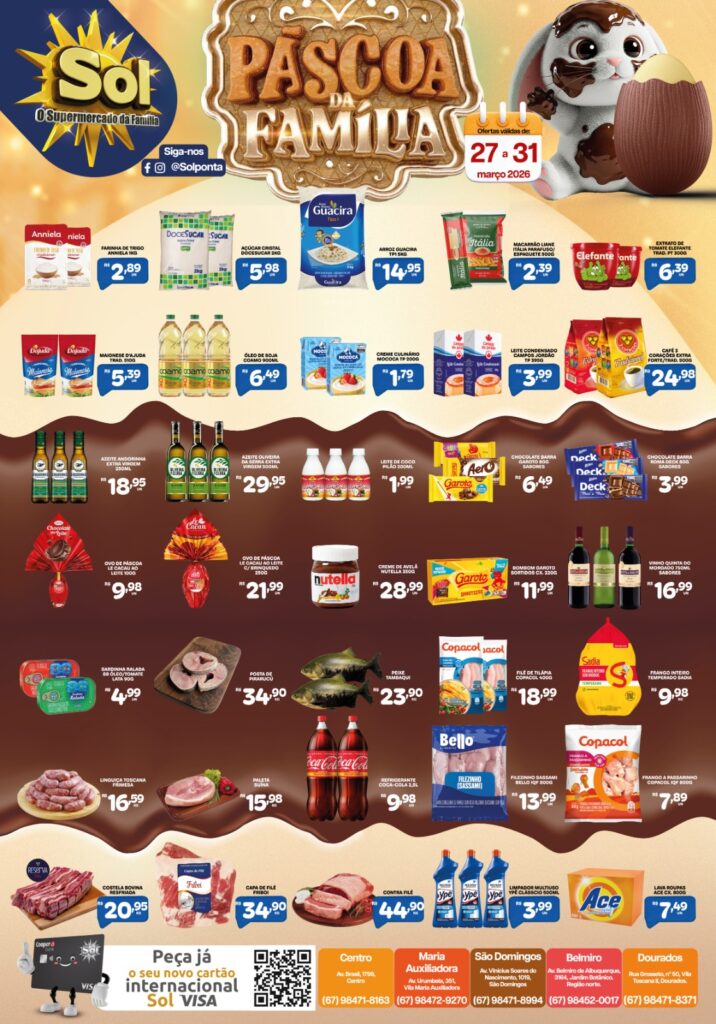 Ofertas Páscoa da Família do Supermercado Sol