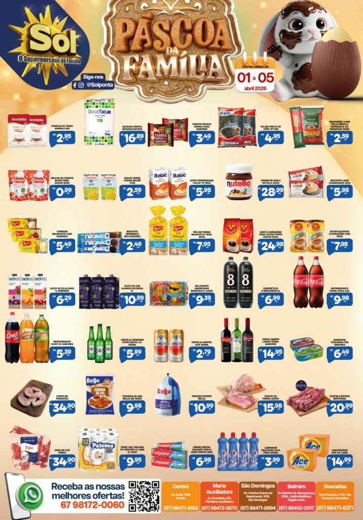 Confira as ofertas Páscoa da Família no Supermercado Sol