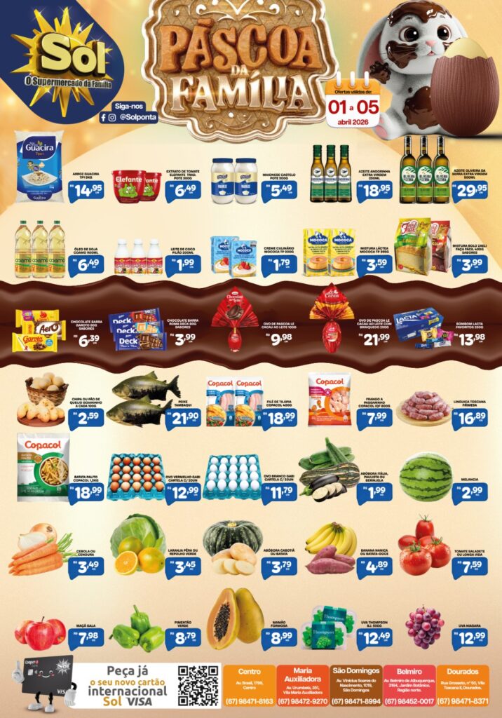 Confira as ofertas Páscoa da Família no Supermercado Sol