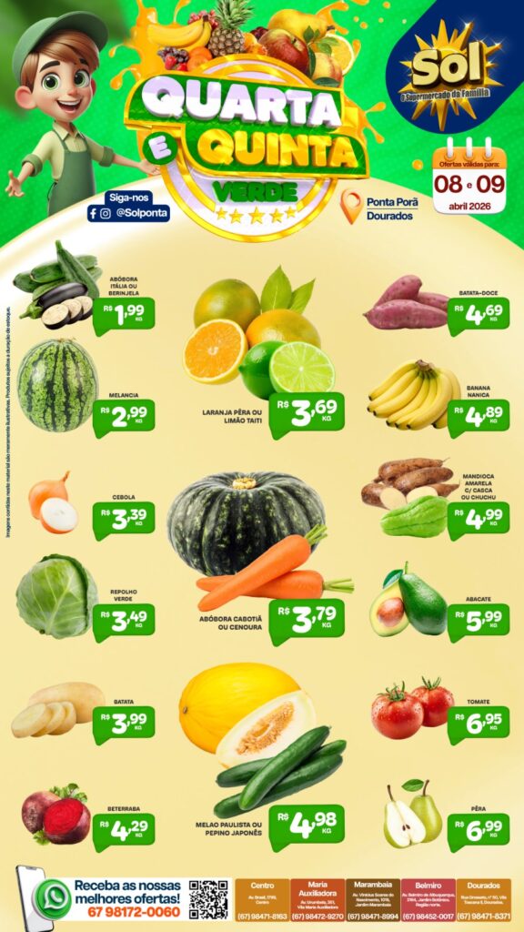 Supermercado Sol e as ofertas da quarta e quinta verde