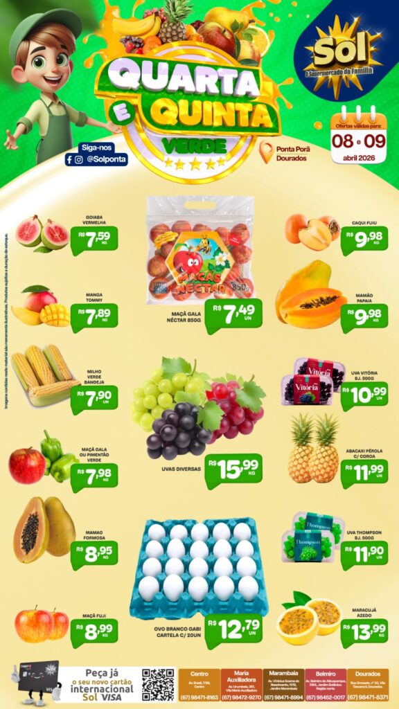 Supermercado Sol e as ofertas da quarta e quinta verde