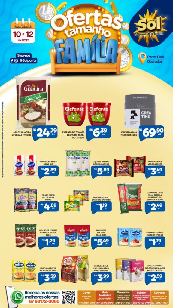 Suoermercado Sol e as ofertas tamanho família