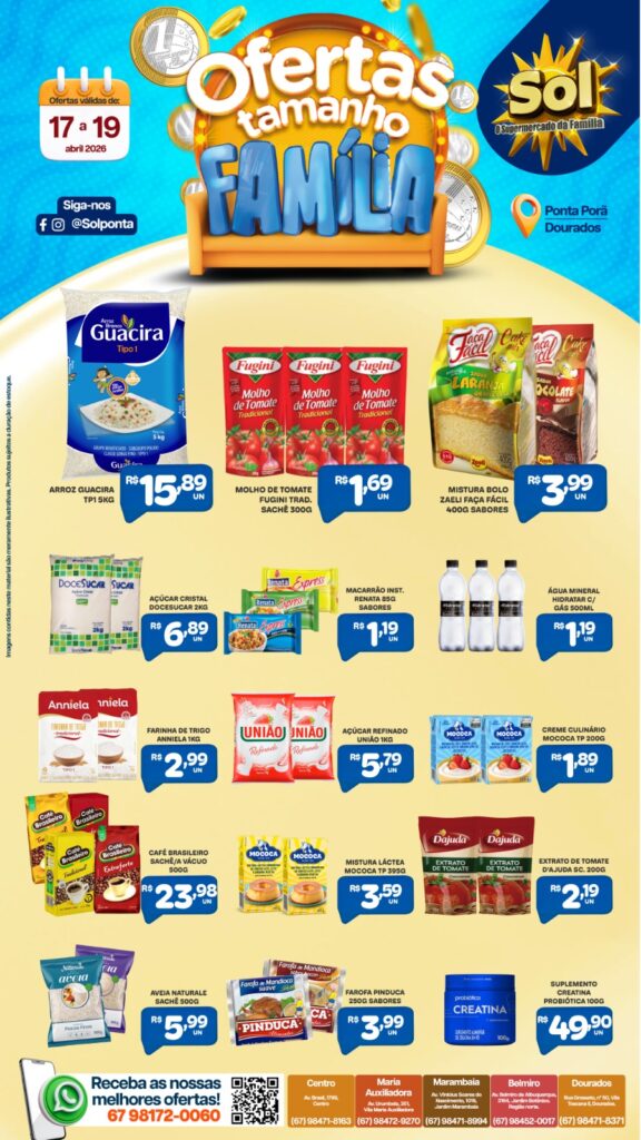 Supermercado Sol e as ofertas tamanho família