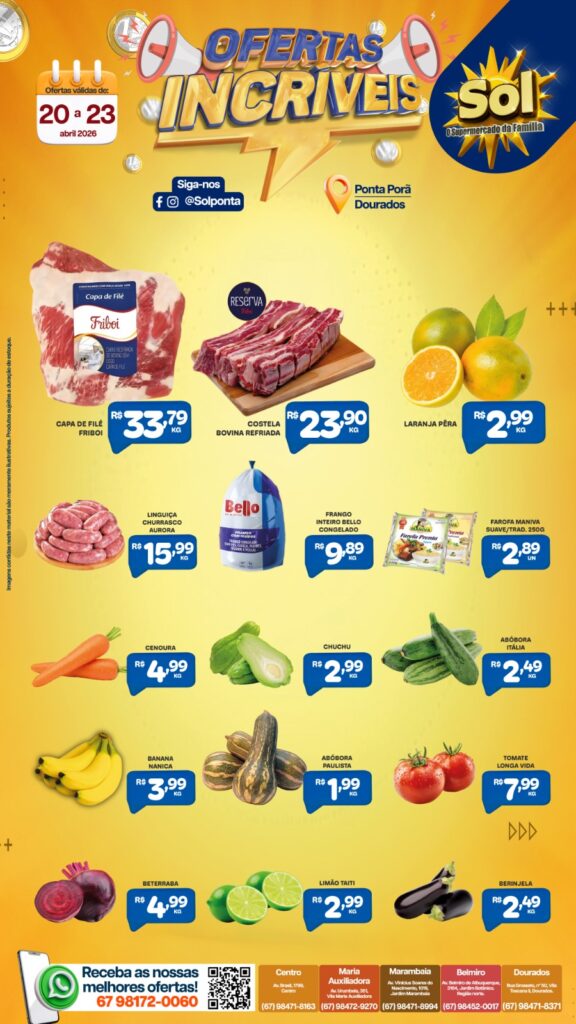 Ofertas Incríveis é no supermercado Sol