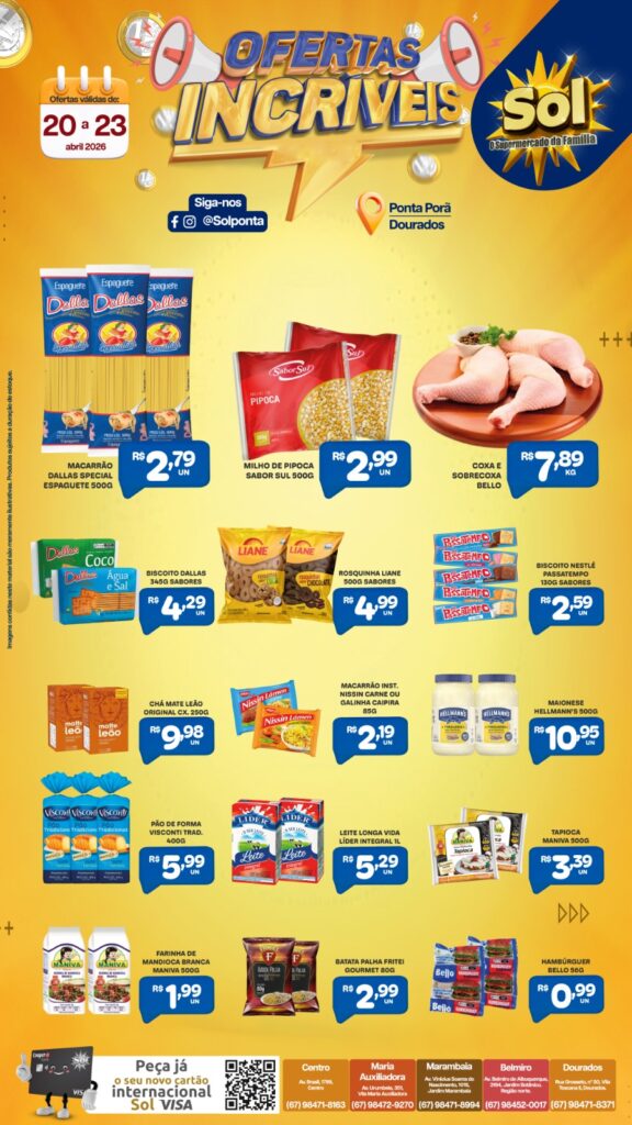 Ofertas Incríveis é no supermercado Sol