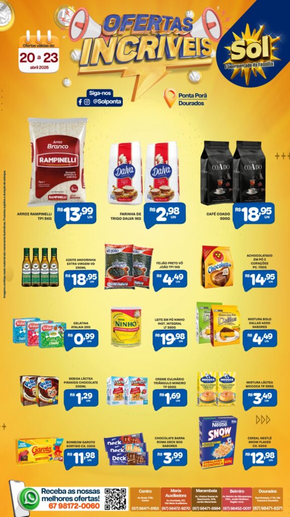 Ofertas Incríveis é no supermercado Sol