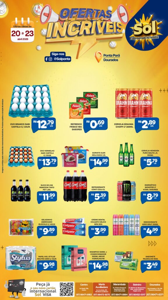 Ofertas Incríveis é no supermercado Sol