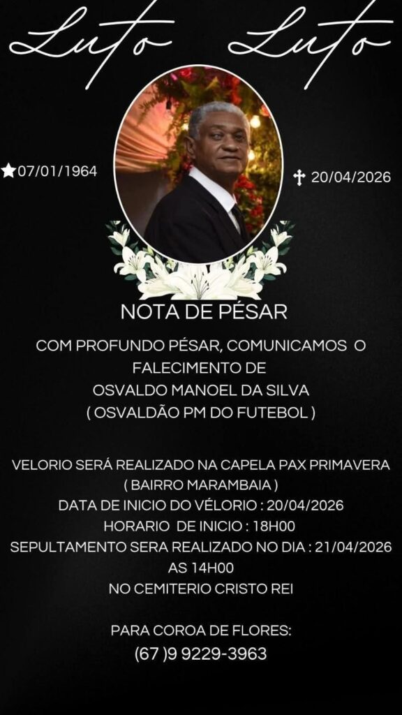 Ponta Porã: Morre Osvaldão, PM do futebol