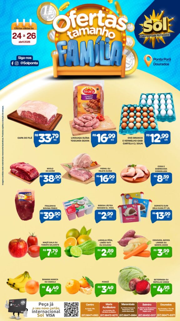 Confira as ofertas Tamanho Família do Supermercado Sol