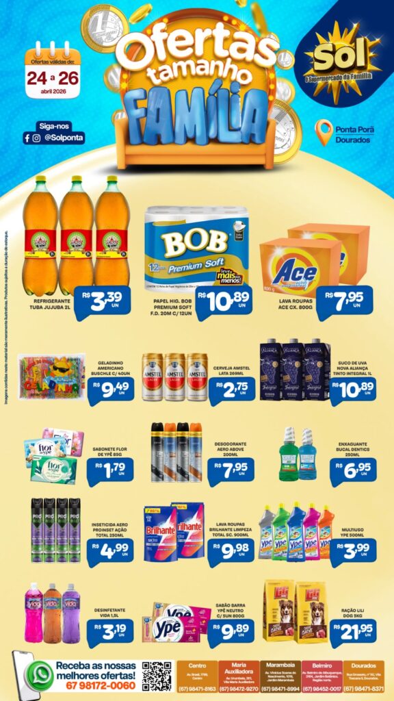 Confira as ofertas Tamanho Família do Supermercado Sol