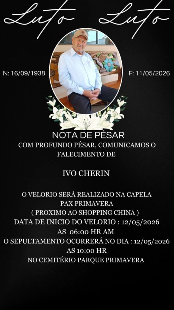Velório e sepultamento de Ivo Cherin será nessa terça, dia 11, em Ponta Porã