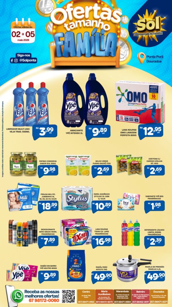 Ofertas Tamanho Família do Supermercado Sol. Confira