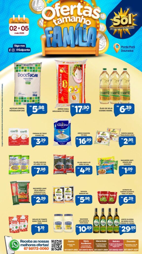 Ofertas Tamanho Família do Supermercado Sol. Confira