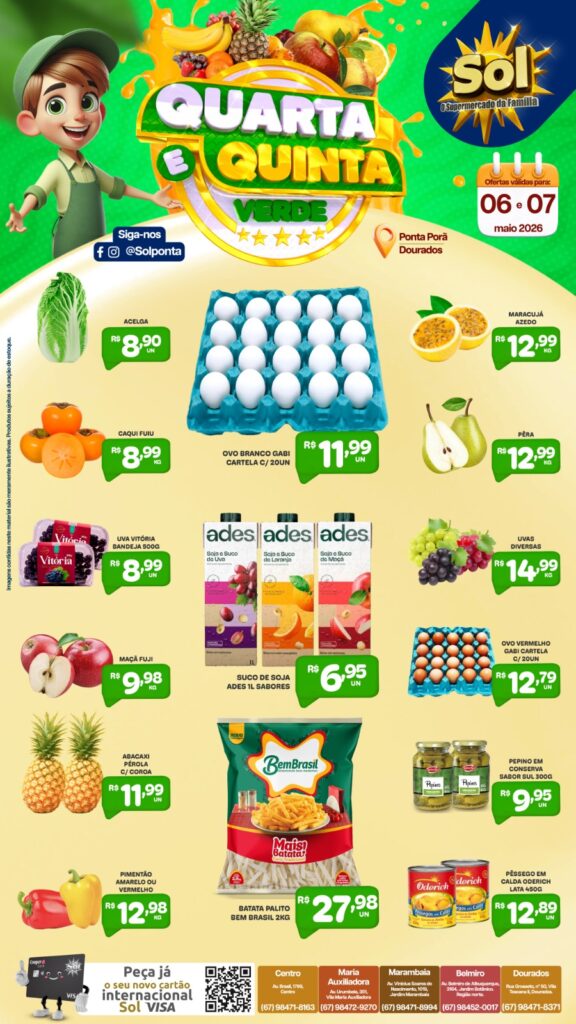 Veja as ofertas da Quinta Verde do Supermercado Sol