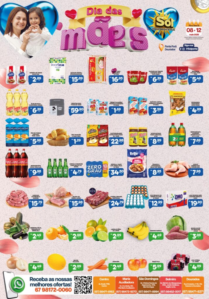 Supermercado Sol e as ofertas Dia das Mães