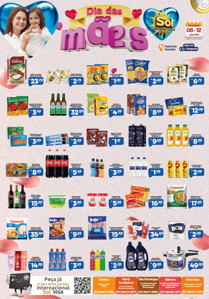 Supermercado Sol e as ofertas Dia das Mães