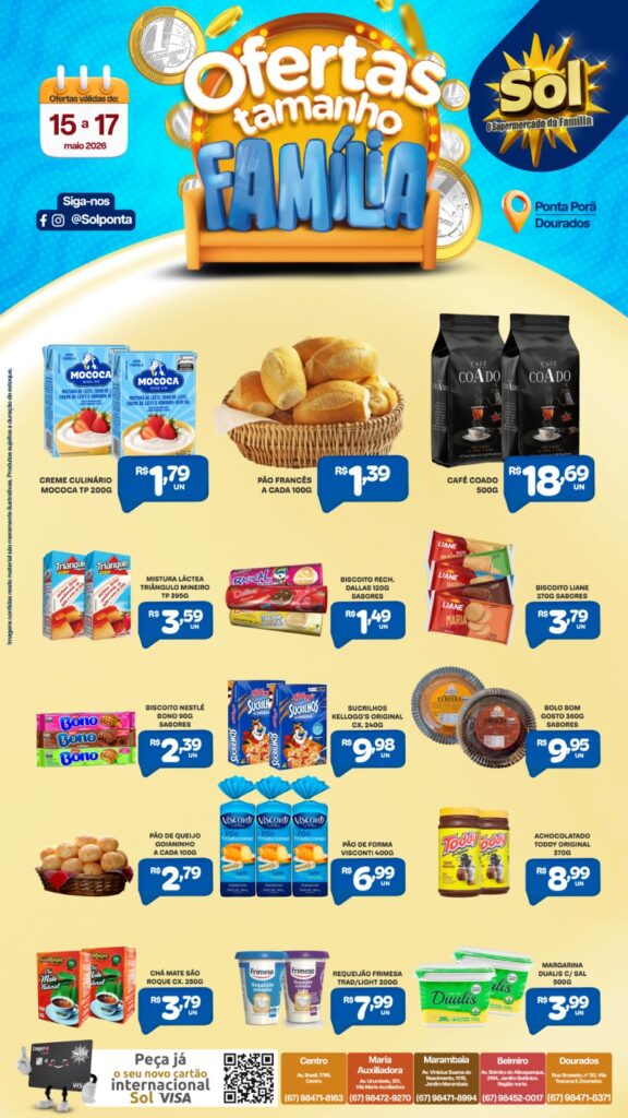 Confira ofertas Tamanho Família do Supermercado Sol