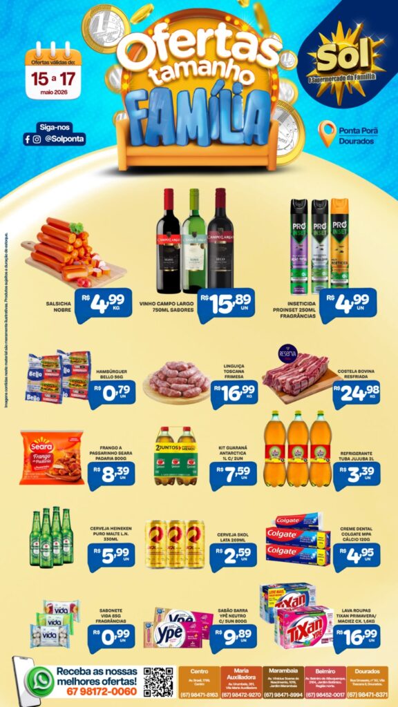 Confira ofertas Tamanho Família do Supermercado Sol