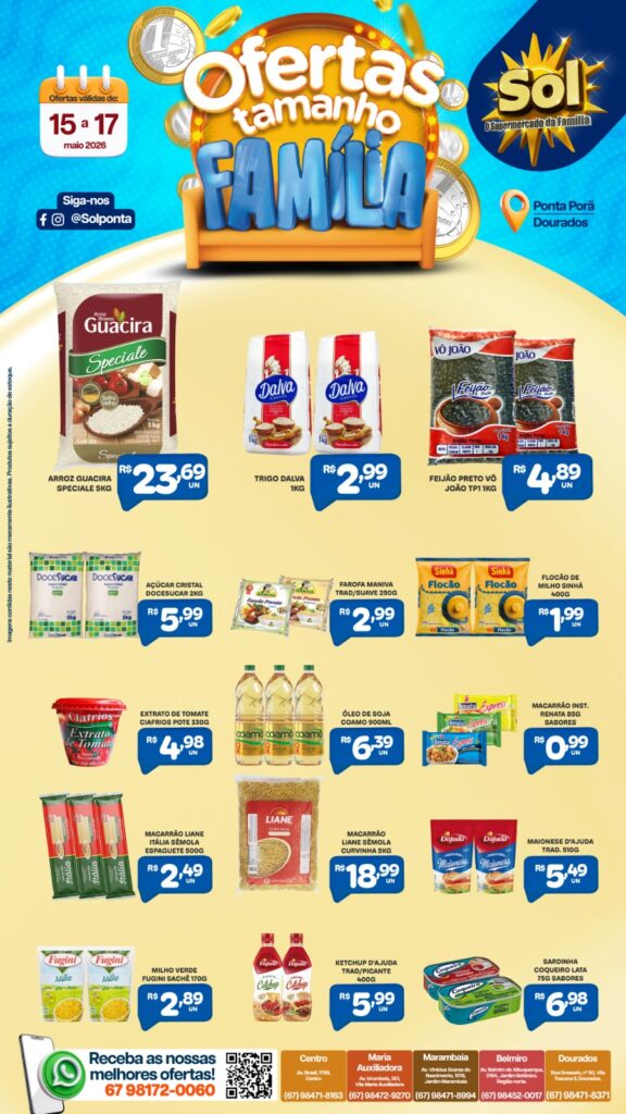 Confira ofertas Tamanho Família do Supermercado Sol