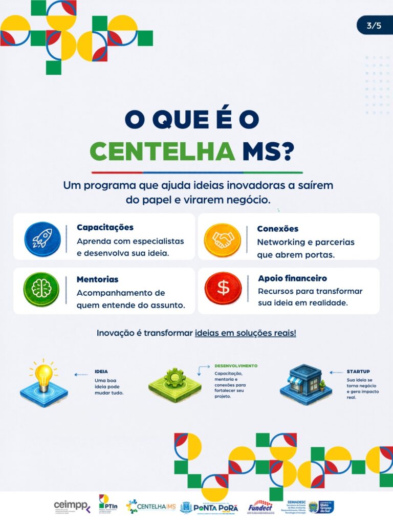 Ponta Porã registra salto no número de projetos submetidos ao Programa Centelha MS Ponta Porã registra salto no número de projetos submetidos ao Programa Centelha MS