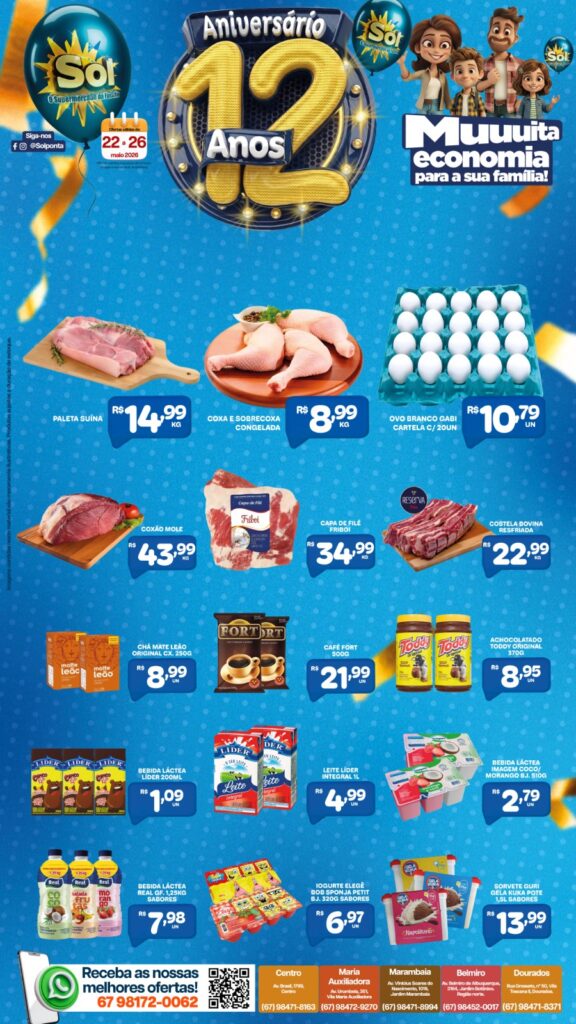 Promoção de aniversário do Supermercado Sol