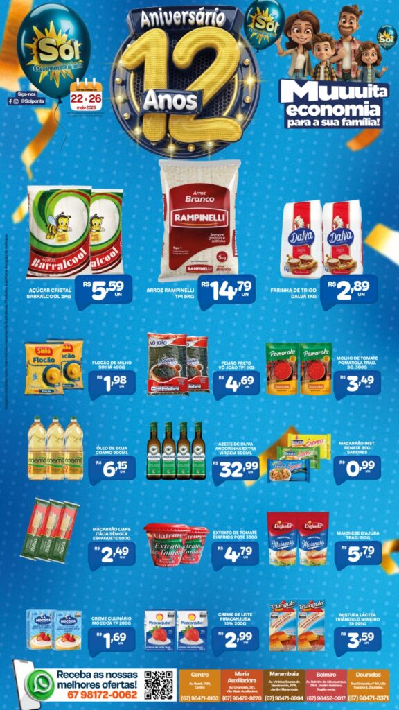 Promoção de aniversário do Supermercado Sol