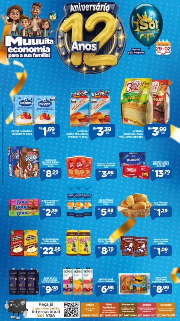 Confira Ofertas Aniversário do Supermercado Sol