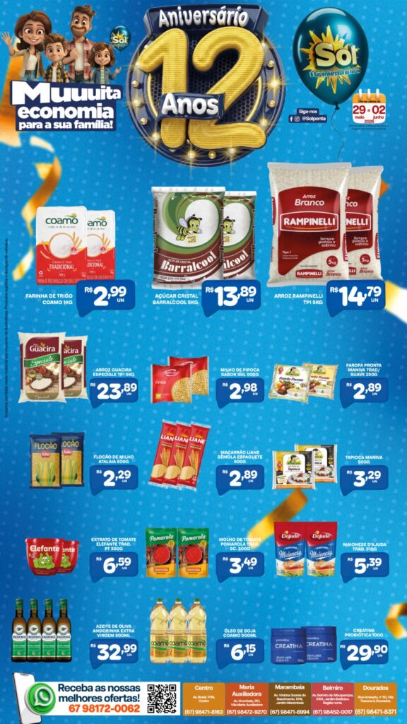 Confira Ofertas Aniversário do Supermercado Sol