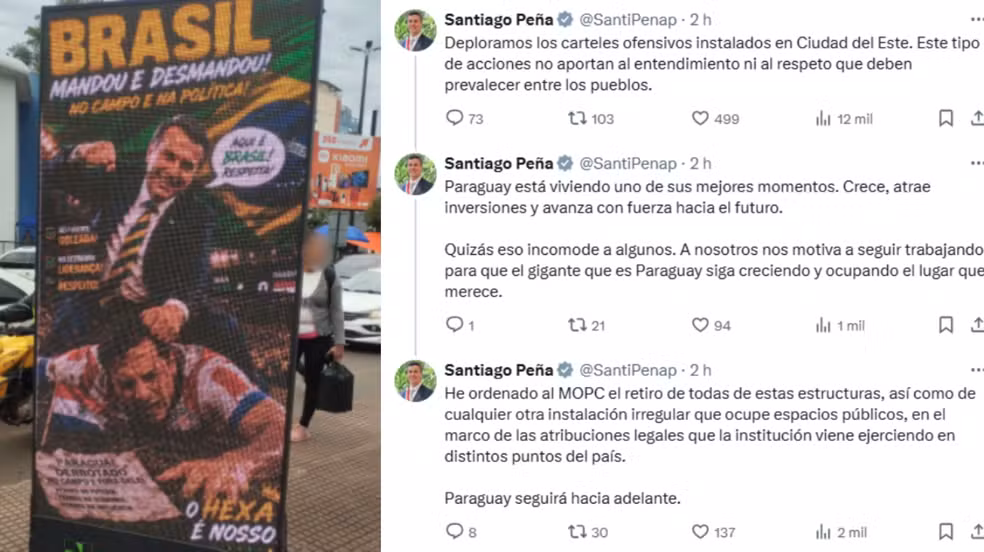 Montagem com Bolsonaro agredindo jogador Gustavo Gómez causou confusão na fronteira
